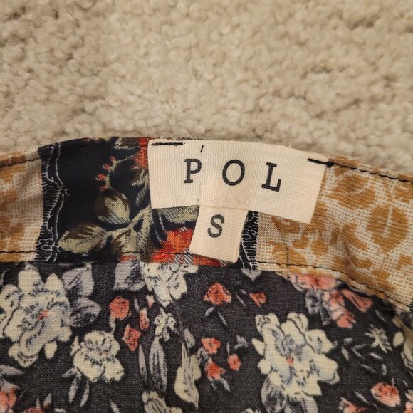 NWOT POL Floral BOHO Mini Dress Tiered Tassel Button Front Women Size Small - Picture 6 of 8